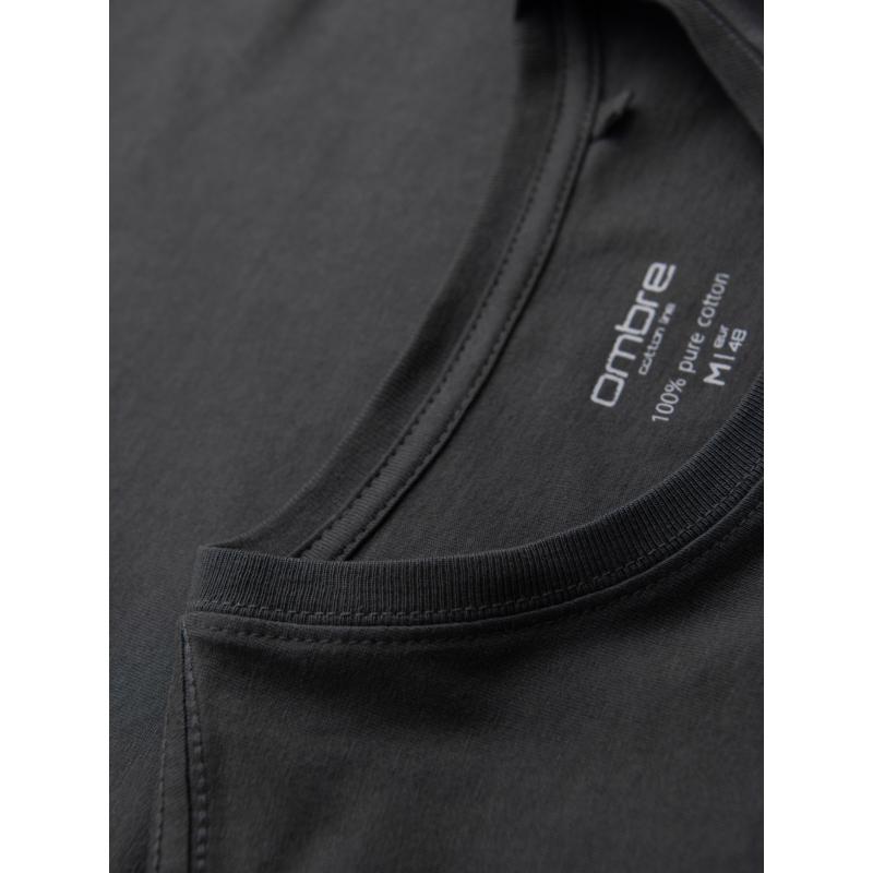 Pánske klasické bavlnené tričko BASIC - grafitové V15 OM-TSBS-0236