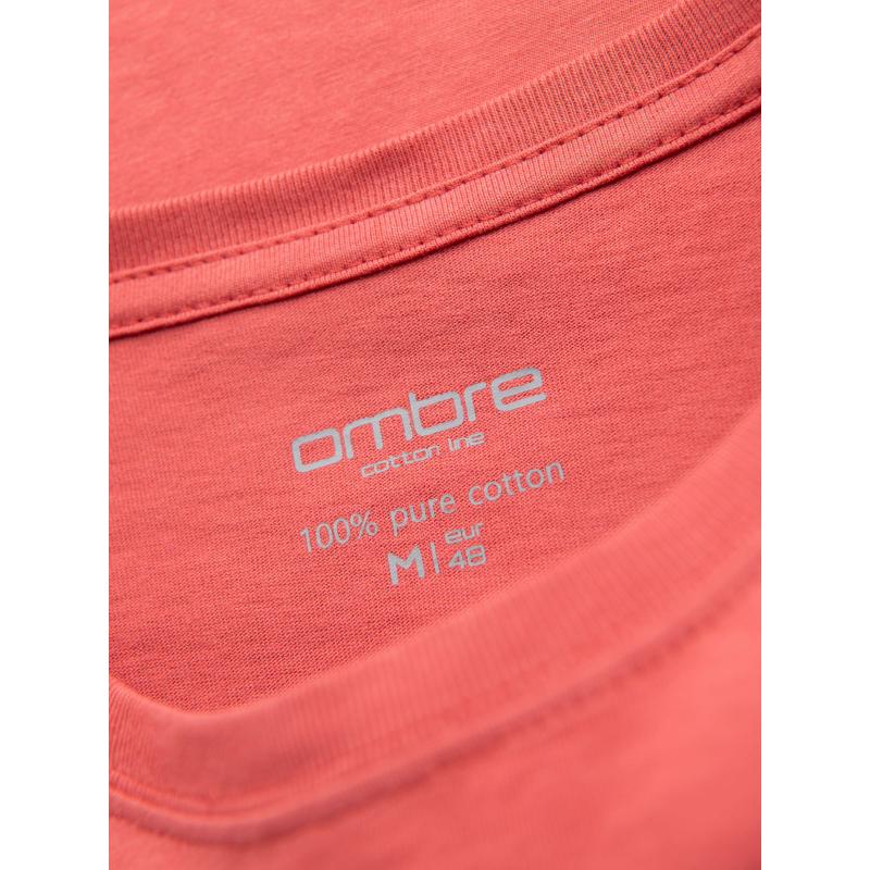 Klasické pánske bavlnené tričko BASIC - koralové V17 OM-TSBS-0236