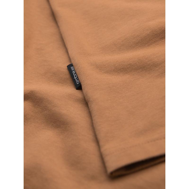 Pánske klasické bavlnené tričko BASIC - hnedé V21 OM-TSBS-0236