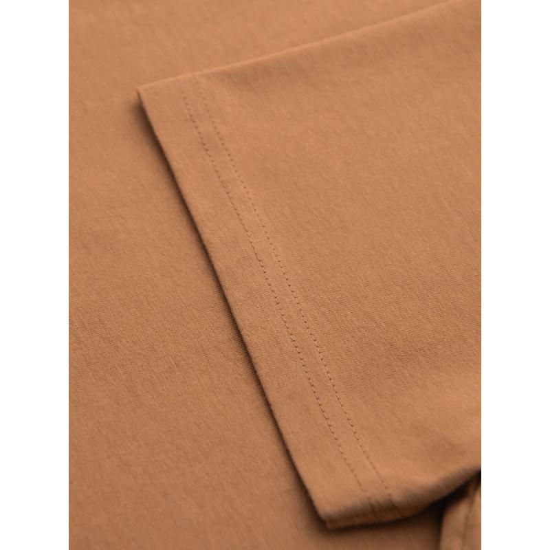 Pánske klasické bavlnené tričko BASIC - hnedé V21 OM-TSBS-0236