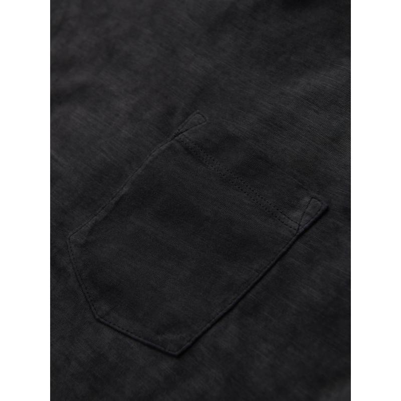 Pánské bavlněné tričko s výstřihem do V a efektem praní - černé V6 OM-TSWT-0242