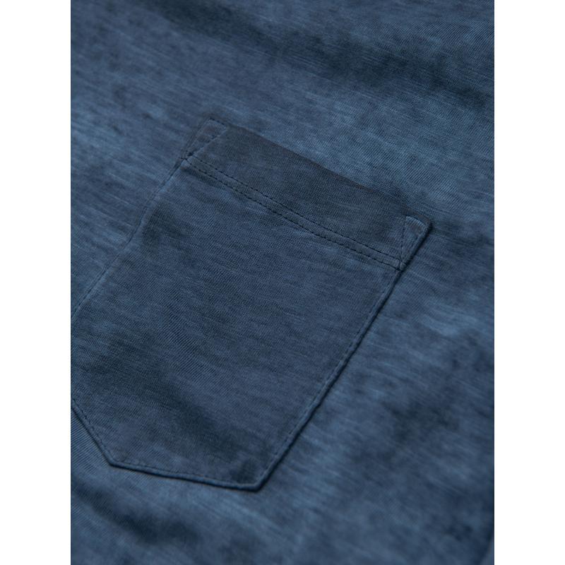 Pánské bavlněné tričko s výstřihem do V a efektem praní - tmavě modré V7 OM-TSWT-0242