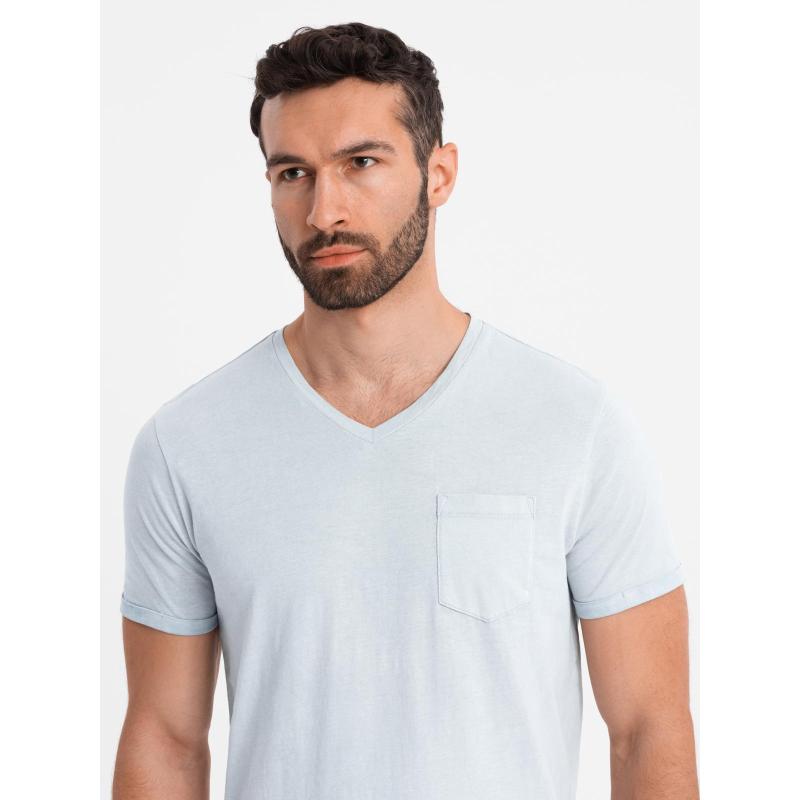 Férfi pamut V-nyakú pulóver mosott hatású - szürke V8 OM-TSWT-0242