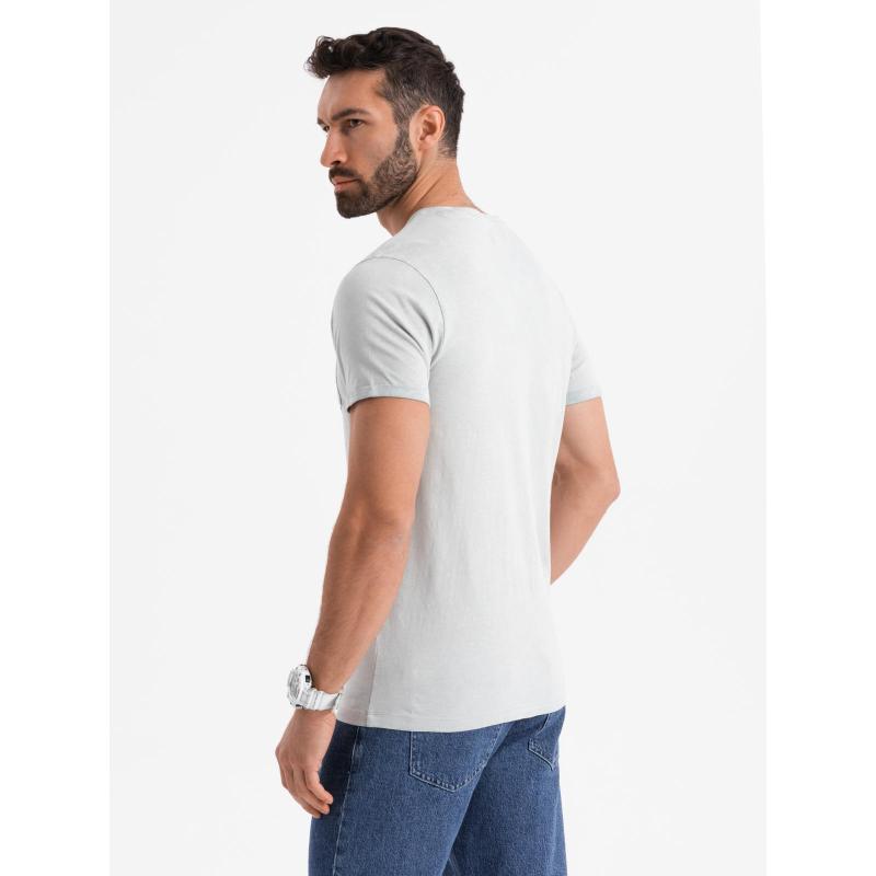 Férfi pamut V-nyakú pulóver mosott hatású - szürke V8 OM-TSWT-0242