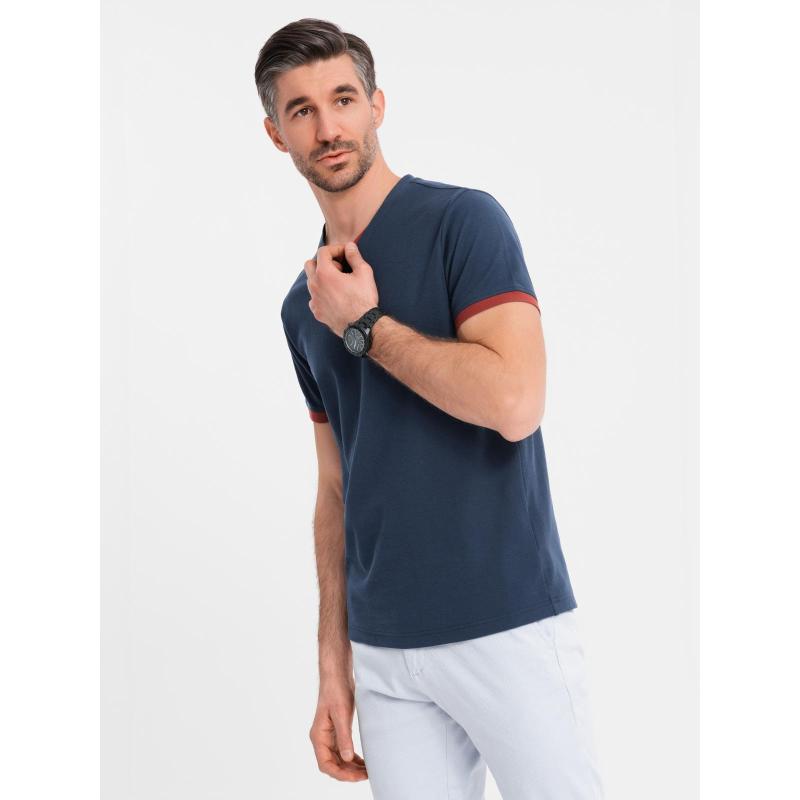 Klasické pánské bavlněné tričko BASIC – tmavě modré V2 OM-TSBS-0236