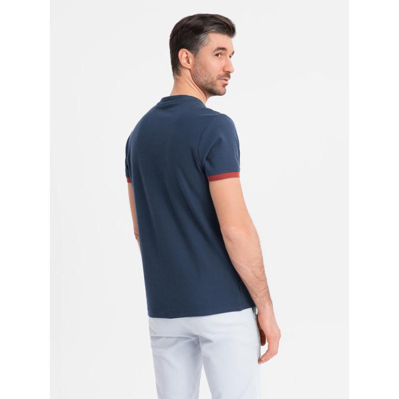 Klasické pánské bavlněné tričko BASIC – tmavě modré V2 OM-TSBS-0236