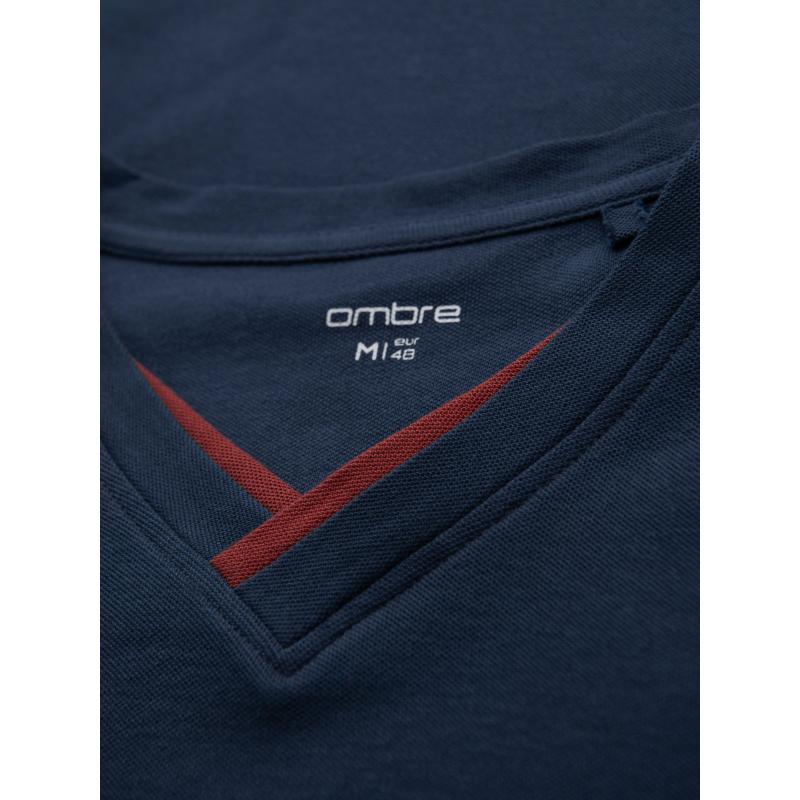 Klasické pánské bavlněné tričko BASIC – tmavě modré V2 OM-TSBS-0236