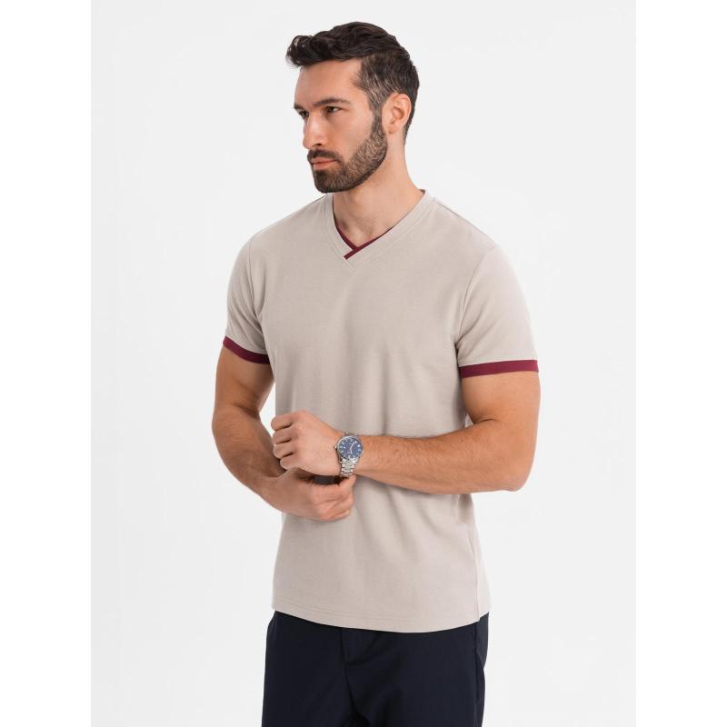 Klasické pánske bavlnené tričko BASIC - tmavomodré V2 OM-TSBS-0236