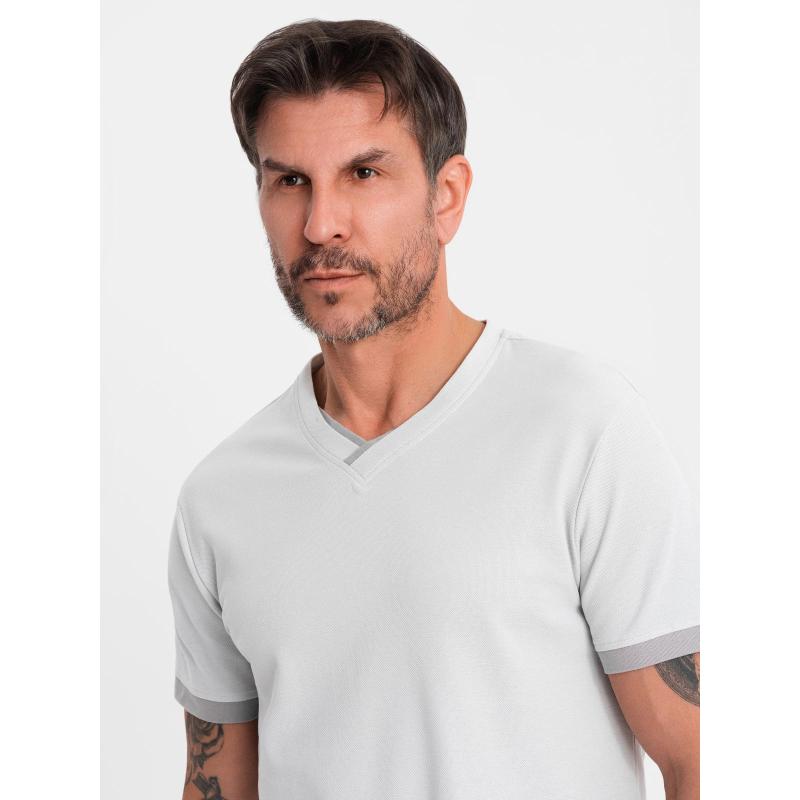 Klasszikus BASIC férfi pamut póló - sötétkék V2 OM-TSBS-0236