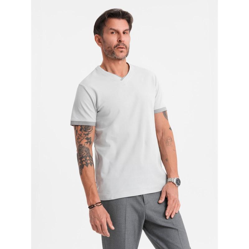 Klasszikus BASIC férfi pamut póló - sötétkék V2 OM-TSBS-0236