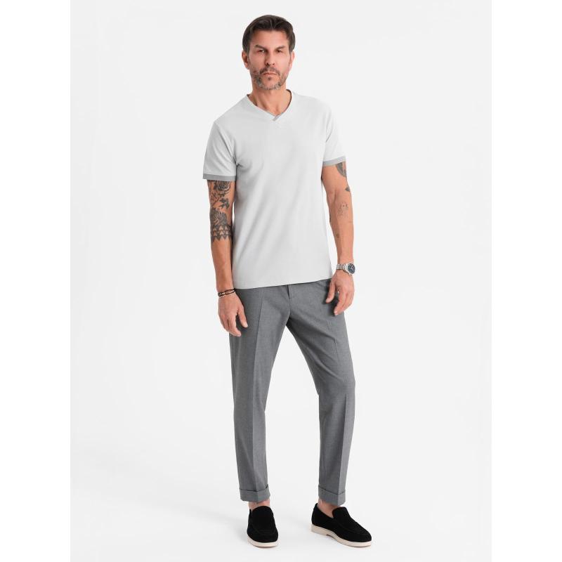 Klasszikus BASIC férfi pamut póló - sötétkék V2 OM-TSBS-0236