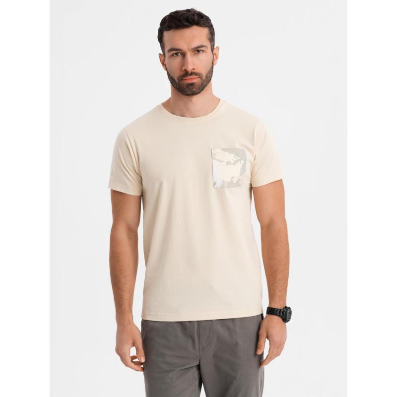 Pánske bavlnené tričko s výstrihom do V a efektom prania - tmavomodrá V7 OM-TSWT-0242