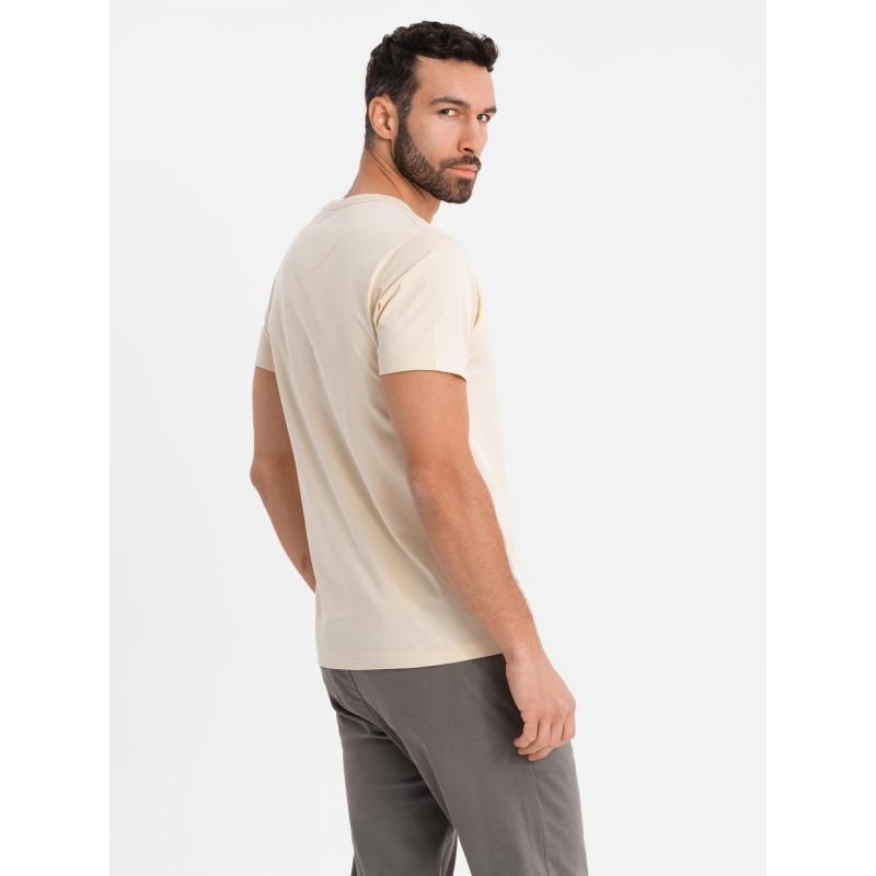 Pánske bavlnené tričko s výstrihom do V a efektom prania - tmavomodrá V7 OM-TSWT-0242