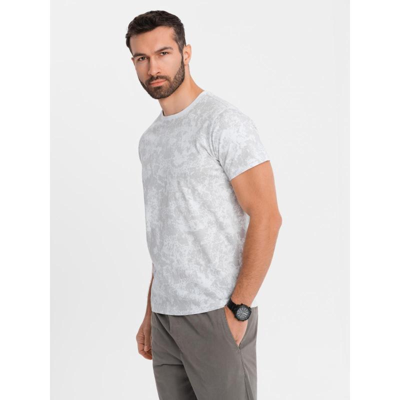 Férfi pamut V-nyakú kötött póló mosott hatású - sötétkék V7 OM-TSWT-0242