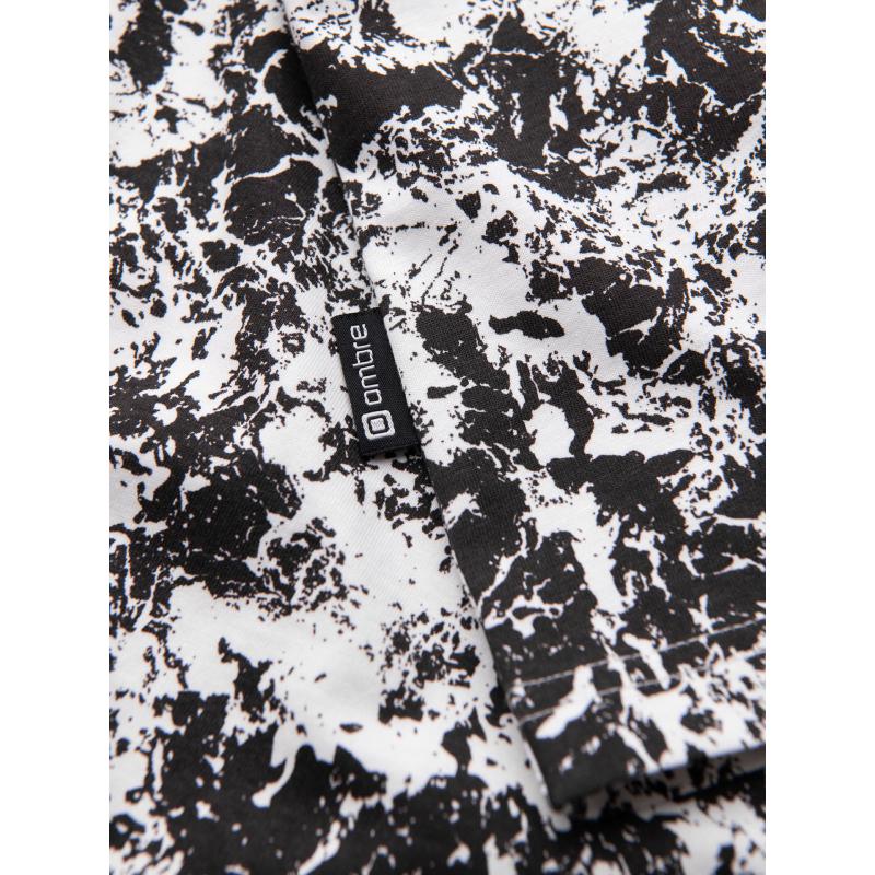 Férfi pamut V-nyakú kötött póló mosott hatású - sötétkék V7 OM-TSWT-0242