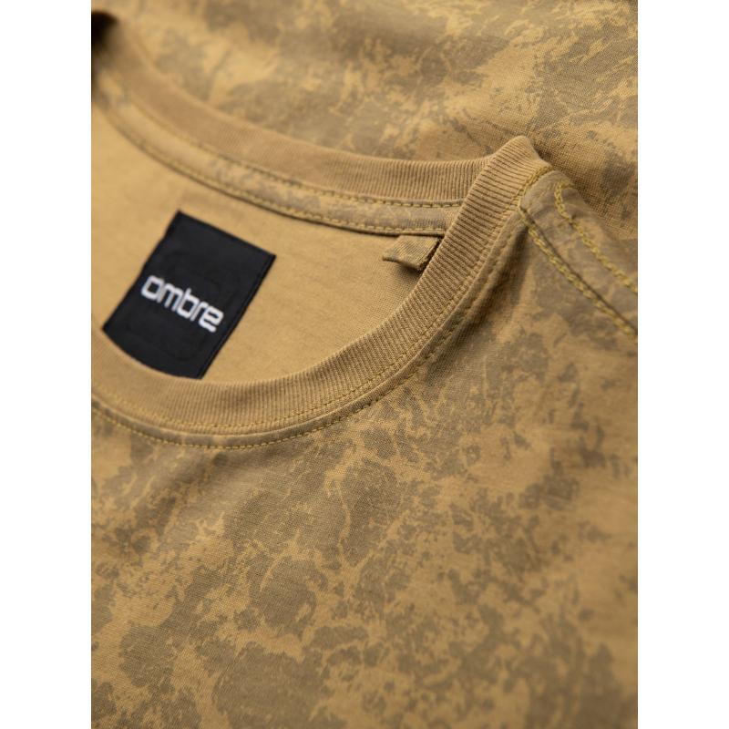 Férfi pamut V-nyakú kötött póló mosott hatású - sötétkék V7 OM-TSWT-0242