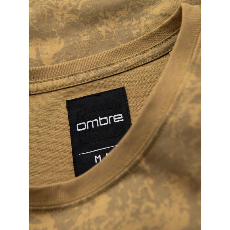 Férfi pamut V-nyakú kötött póló mosott hatású - sötétkék V7 OM-TSWT-0242