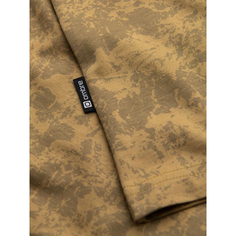 Férfi pamut V-nyakú kötött póló mosott hatású - sötétkék V7 OM-TSWT-0242