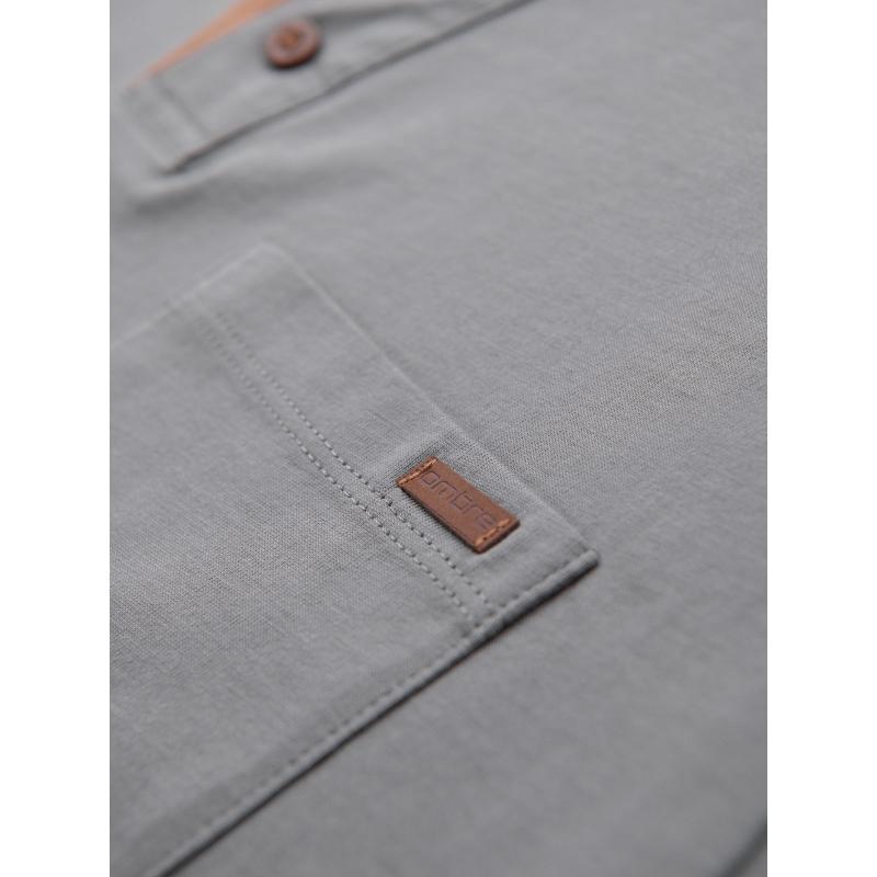 Férfi pamut V-nyakú kötött póló mosott hatású - sötétkék V7 OM-TSWT-0242