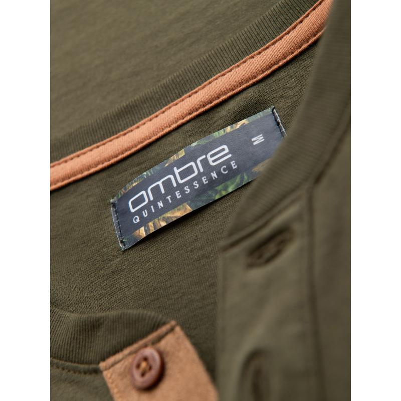 Férfi pamut V-nyakú kötött póló mosott hatású - sötétkék V7 OM-TSWT-0242