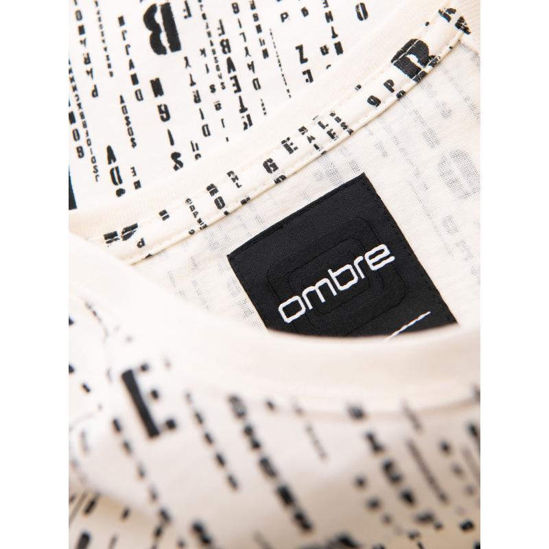 Férfi pamut V-nyakú kötött póló mosott hatású - sötétkék V7 OM-TSWT-0242