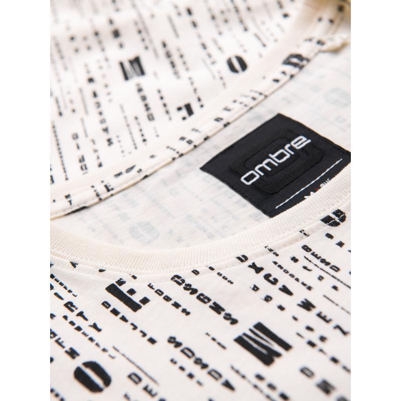 Férfi pamut V-nyakú kötött póló mosott hatású - sötétkék V7 OM-TSWT-0242