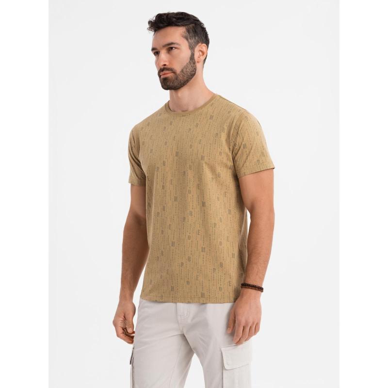 Férfi pamut V-nyakú kötött póló mosott hatású - sötétkék V7 OM-TSWT-0242