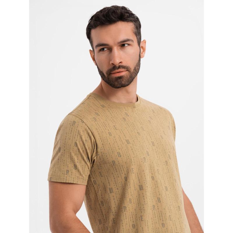 Férfi pamut V-nyakú kötött póló mosott hatású - sötétkék V7 OM-TSWT-0242