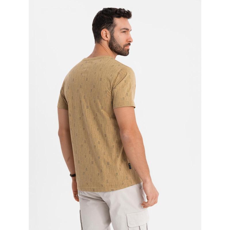 Férfi pamut V-nyakú kötött póló mosott hatású - sötétkék V7 OM-TSWT-0242