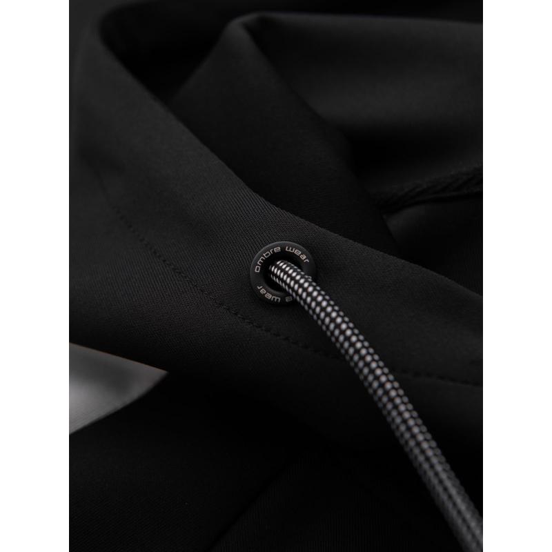 Férfi pulóver magas gallérral és csíkokkal - szürke melange V1 OM-SSZP-0219