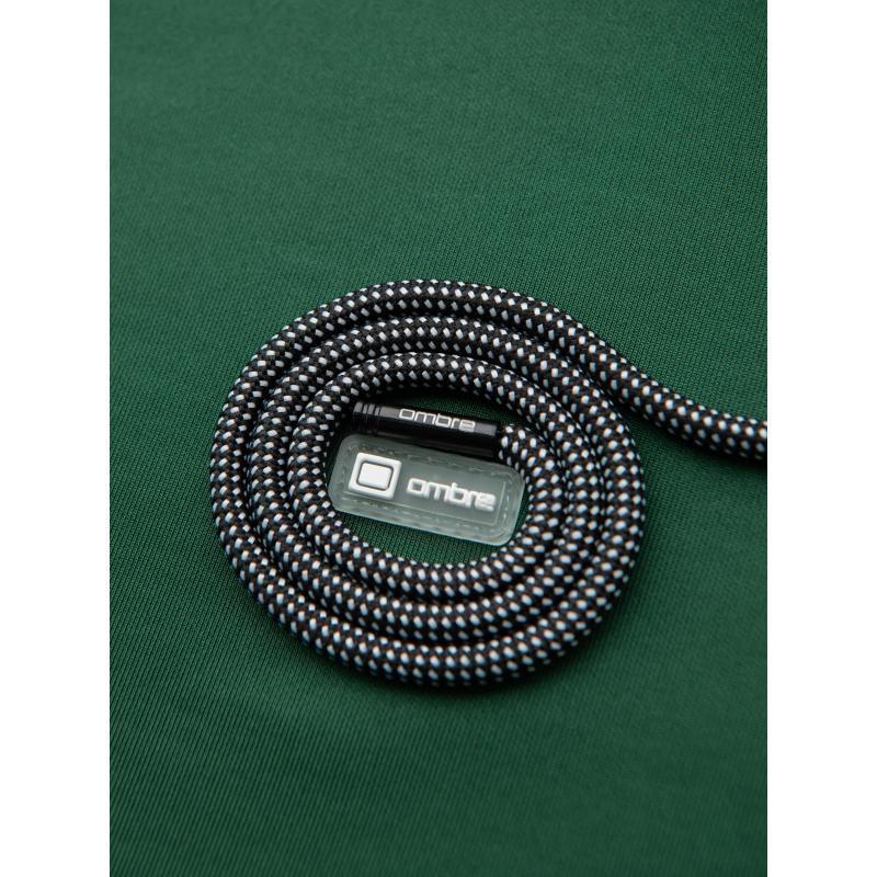 Pánska mikina s vysokým golierom a pruhmi - sivá melírovaná V1 OM-SSZP-0219