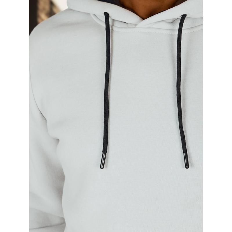 Férfi alap pulóver kapucnival, világosszürke