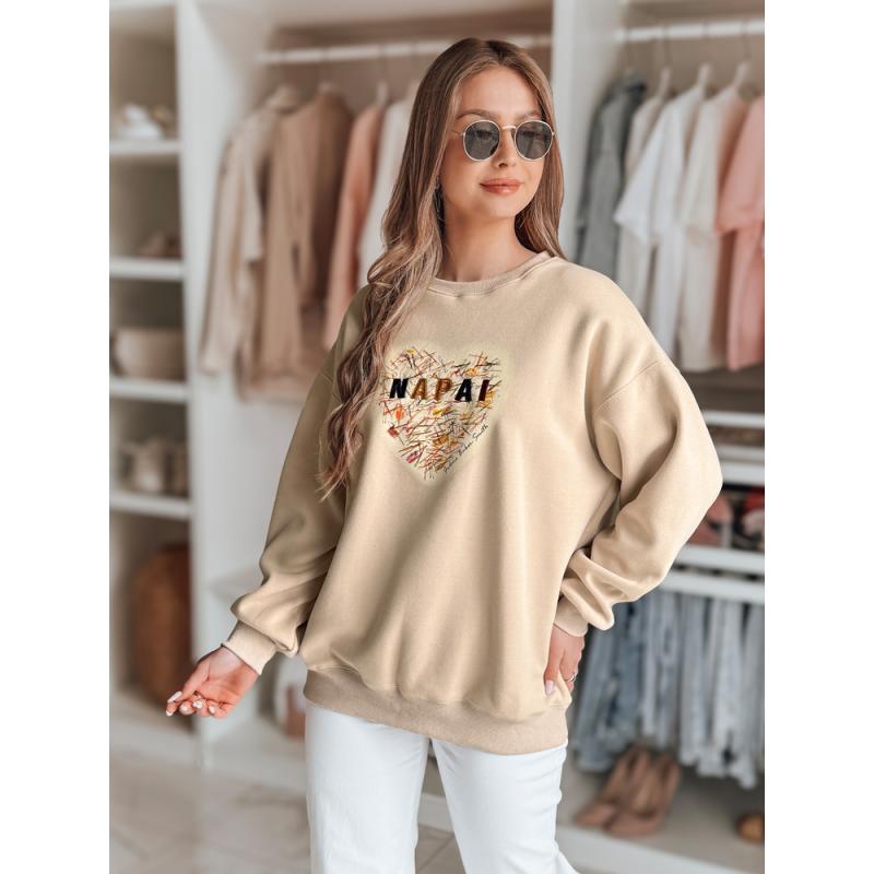 Női oversize pulóver SERDUCHOVA bézs