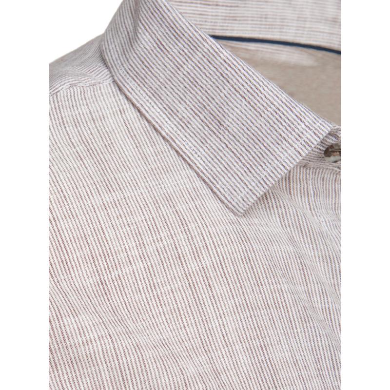 Pánska košeľa s jemnými prúžkami a dlhými rukávmi, béžová