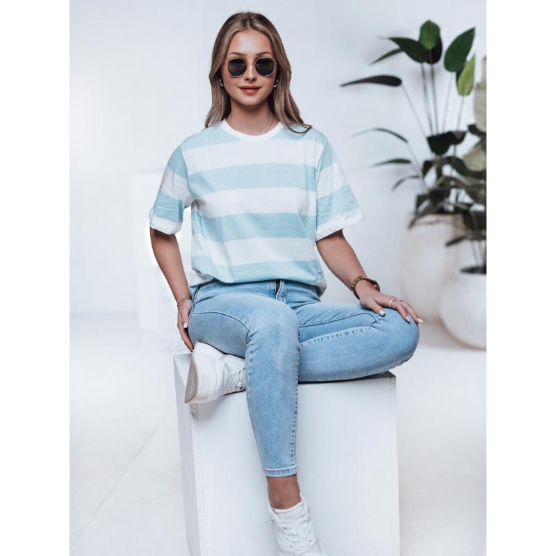 Dámské pruhované tričko ALMIN tyrkysové