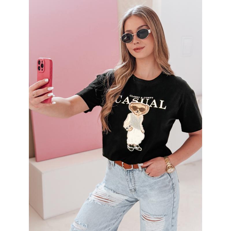 Női póló medvés MISTREET fekete