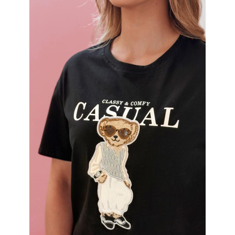 Női póló medvés MISTREET fekete