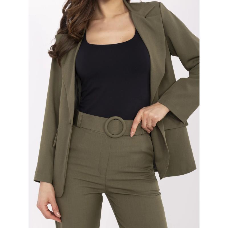 Khaki kabát vállpárnákkal