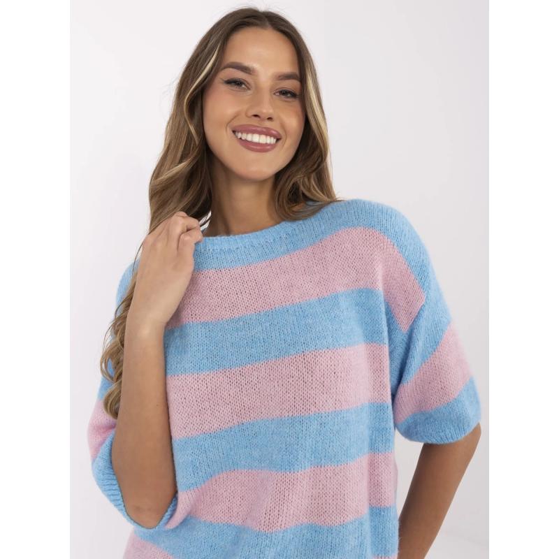 Fluo růžové mini pletené šaty s copánky RUE PARIS