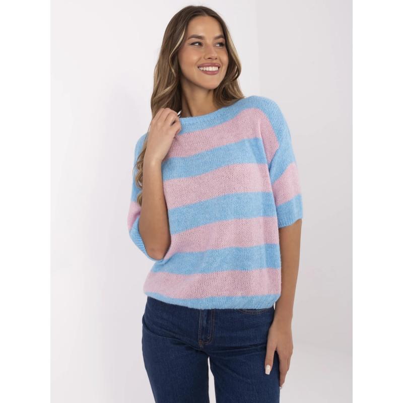 Fluo růžové mini pletené šaty s copánky RUE PARIS