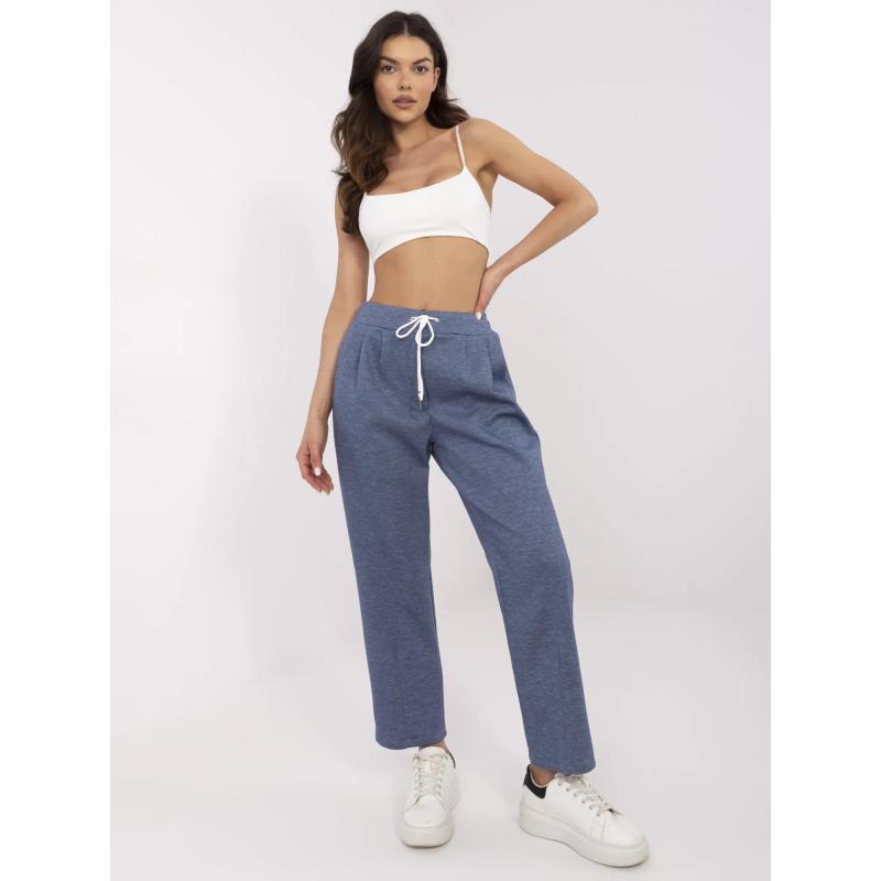 Sötétkék melírozott nadrág zsinórral