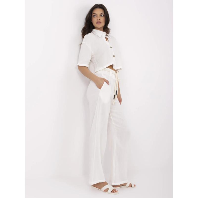 Ecru mušelínový komplet s krátkou košilí