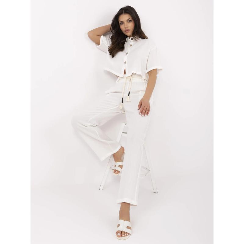 Ecru mušelínový komplet s krátkou košilí