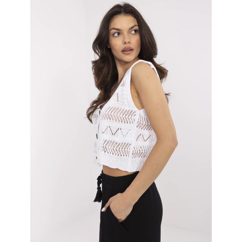 Bílo-světle žlutá dámská základní blůza s rolákem a pruhy