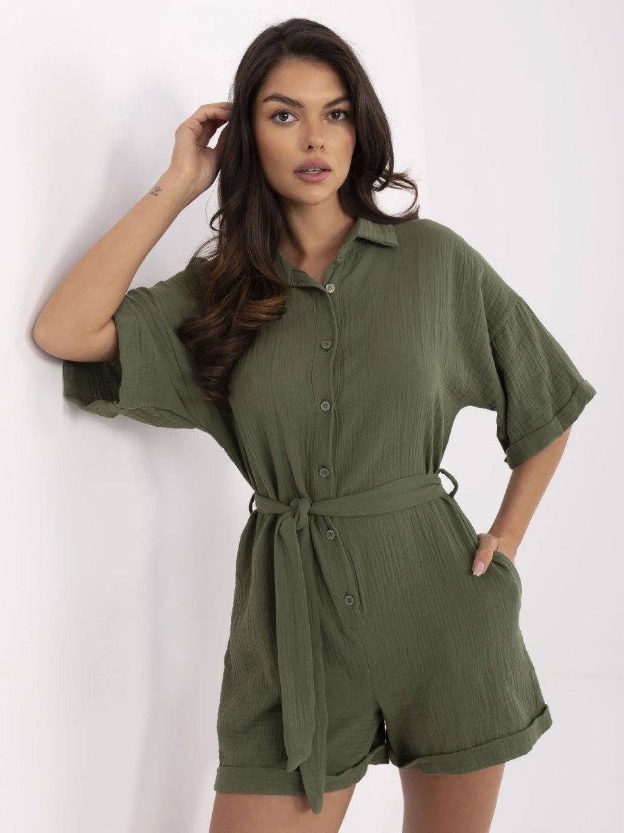 Khaki muszlin overall övvel