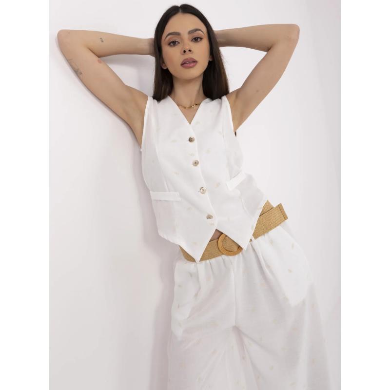 Bílý letní komplet pro ženy s širokými kalhotami