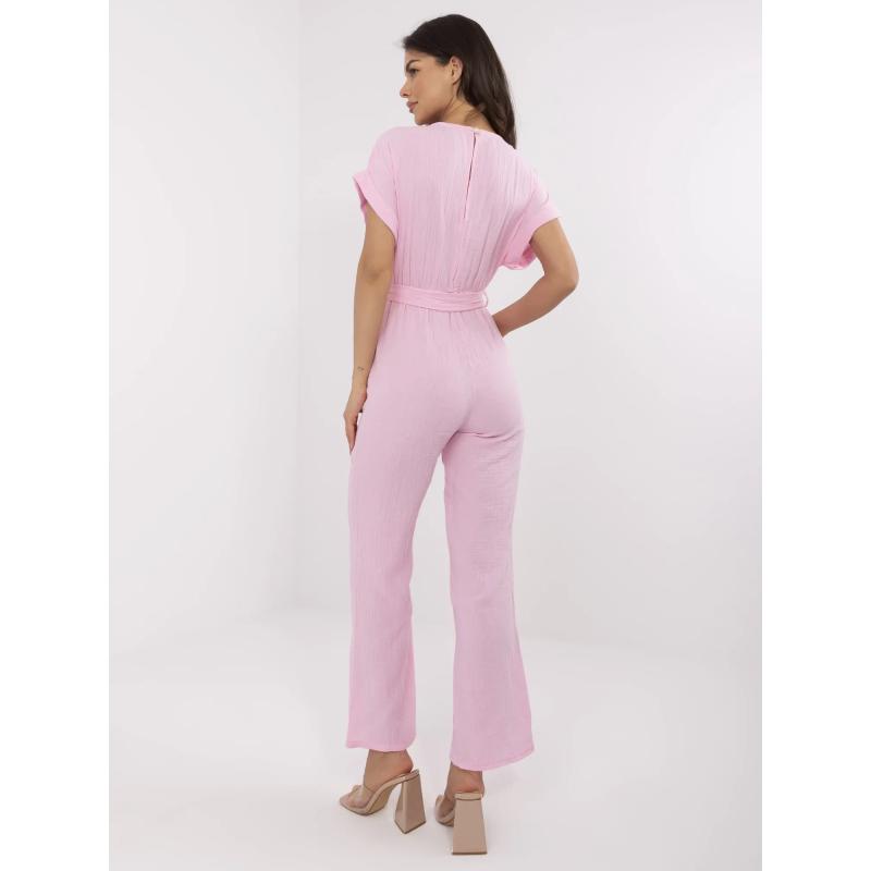 Světle růžová mušelínová kombinéza s kalhotami