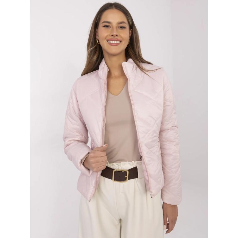 Světle růžová dámská bunda se zapínáním na zip