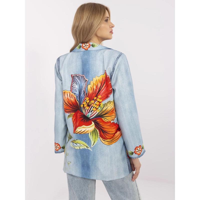 Modrá dámská bunda s imitací džínoviny