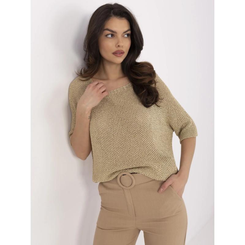 Fluorescenčný ružový obojstranný sveter s krátkymi rukávmi